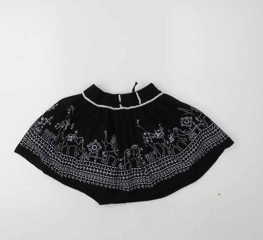 TU Girls Black Geometric Cotton Flare Skirt Size 5 Years  Regular