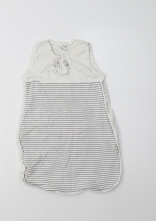 Dormouse Baby White Striped Cotton Babygrow One-Piece Size 3-6 Months