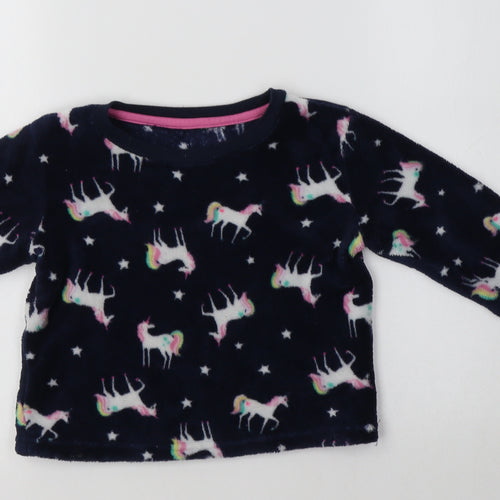 Matalan Girls Blue Geometric Polyester Top Pyjama Top Size 3-4 Years   - Unicorn Print