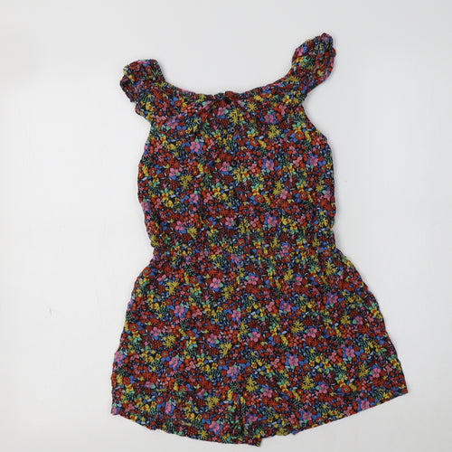 NEXT Girls Multicoloured Floral Viscose Playsuit One-Piece Size 10 Years