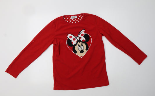 Primark Girls Red  Polyester Top Pyjama Top Size 12-13 Years   - Minnie Mouse