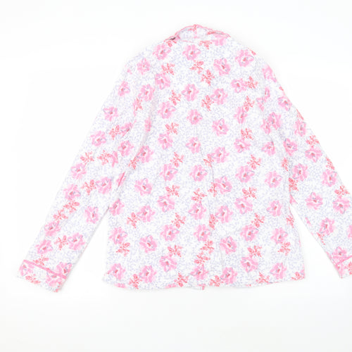 Primark Womens White Floral Cotton Top Pyjama Top Size M  Button