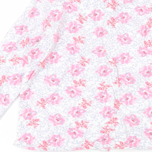 Primark Womens White Floral Cotton Top Pyjama Top Size M  Button
