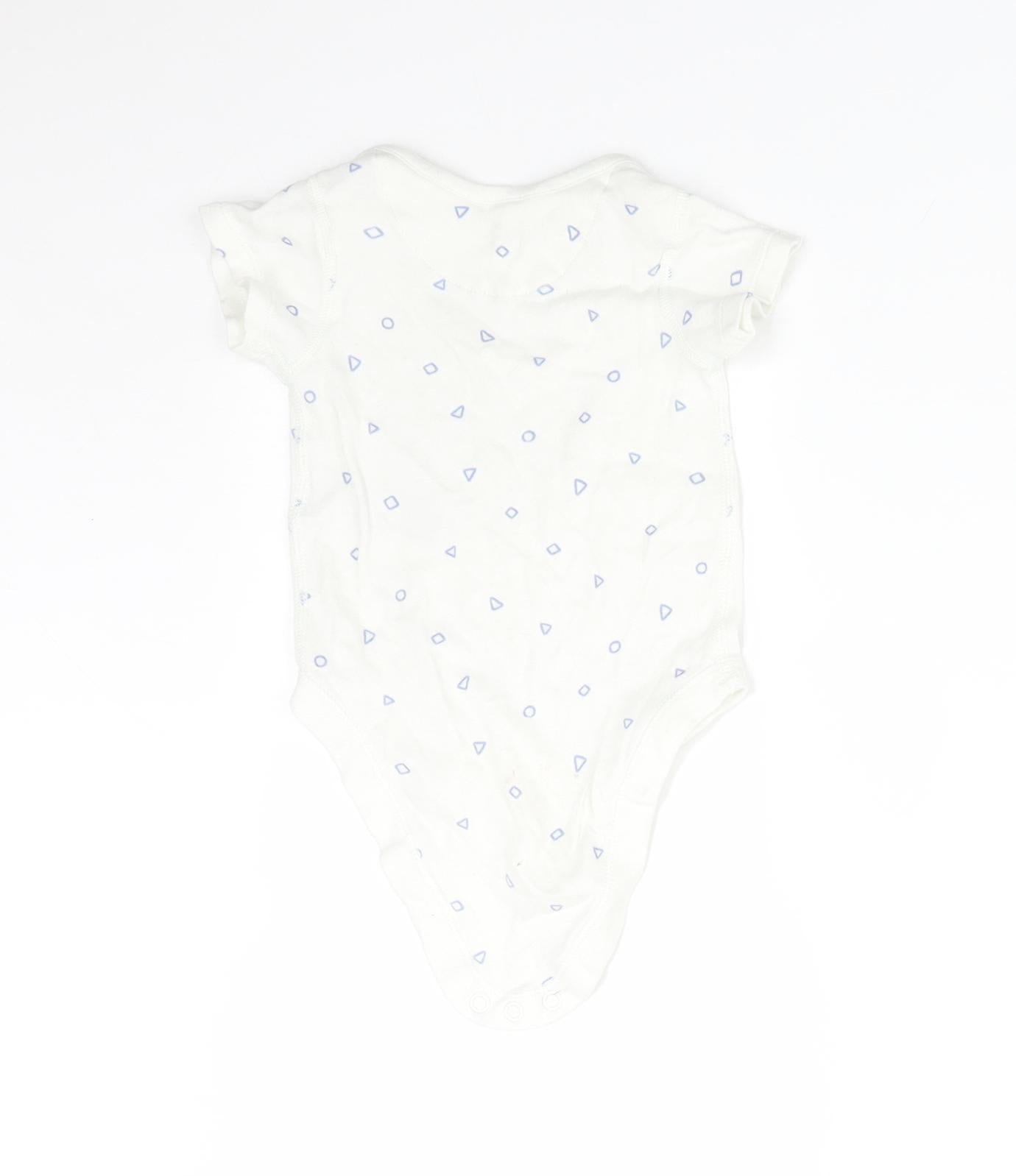 M&S Boys White Geometric Cotton Babygrow One-Piece Size 3-6 Months