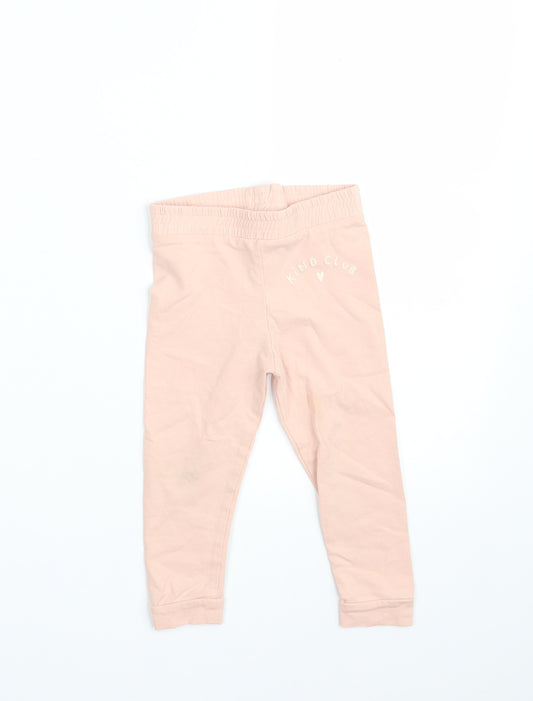George Girls Pink  Cotton Jegging Trousers Size 2-3 Years  Slim  - Waist 18in; Inside  leg 11in