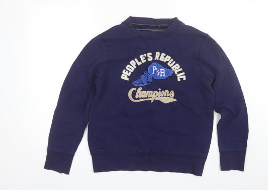P'sR Boys Blue Round Neck  Cotton Pullover Jumper Size 13-14 Years   - size 160