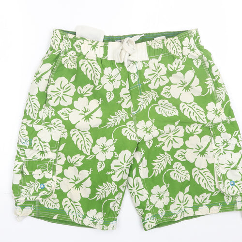 Defecto Surf Mens Green Floral Polyester Bermuda Shorts Size L L9 in Regular