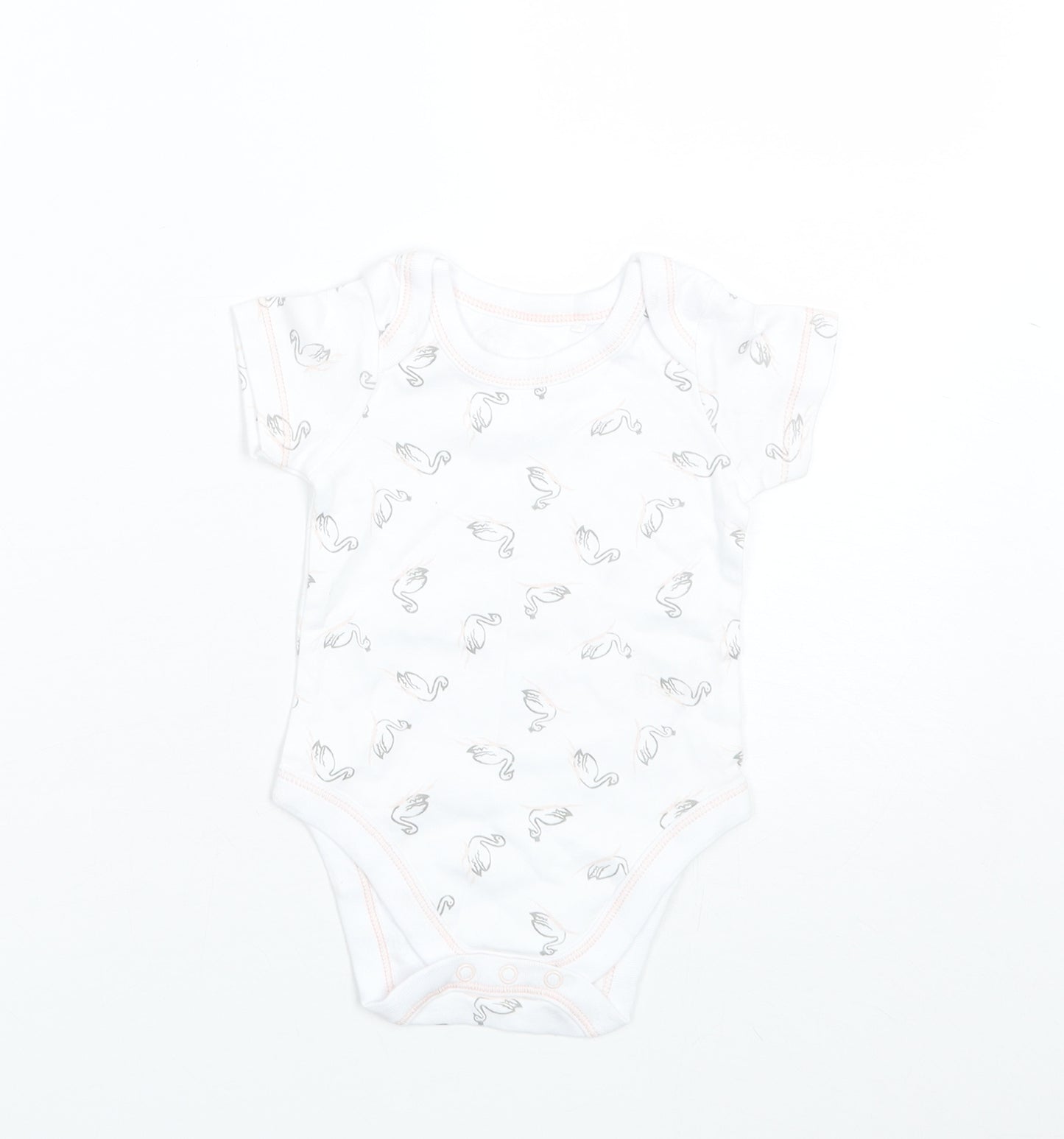 Lily & Dan Baby White  Cotton Romper One-Piece Size 6-9 Months   - Swans