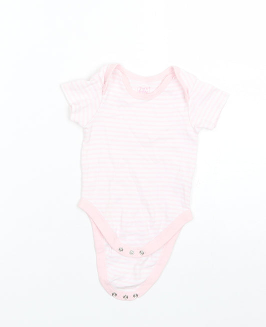 Pure Baby Baby Pink Striped Cotton Romper One-Piece Size 3-6 Months