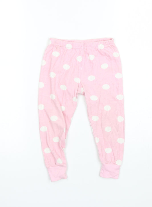 Preworn Girls Pink Polka Dot Cotton  Pyjama Pants Size 2-3 Years