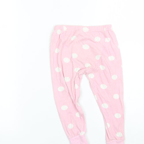 Preworn Girls Pink Polka Dot Cotton  Pyjama Pants Size 2-3 Years