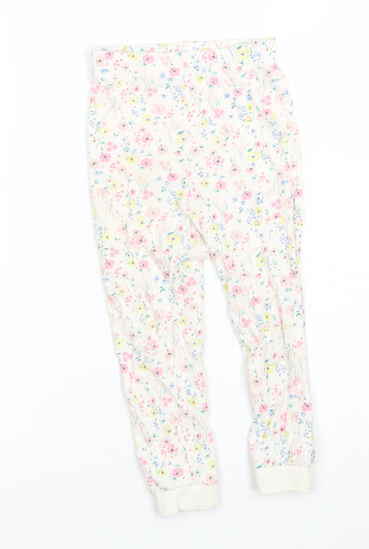 Matalan Girls White Floral Cotton  Pyjama Pants Size 4-5 Years