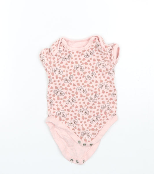 George Baby Pink Animal Print Cotton Romper One-Piece Size 9-12 Months