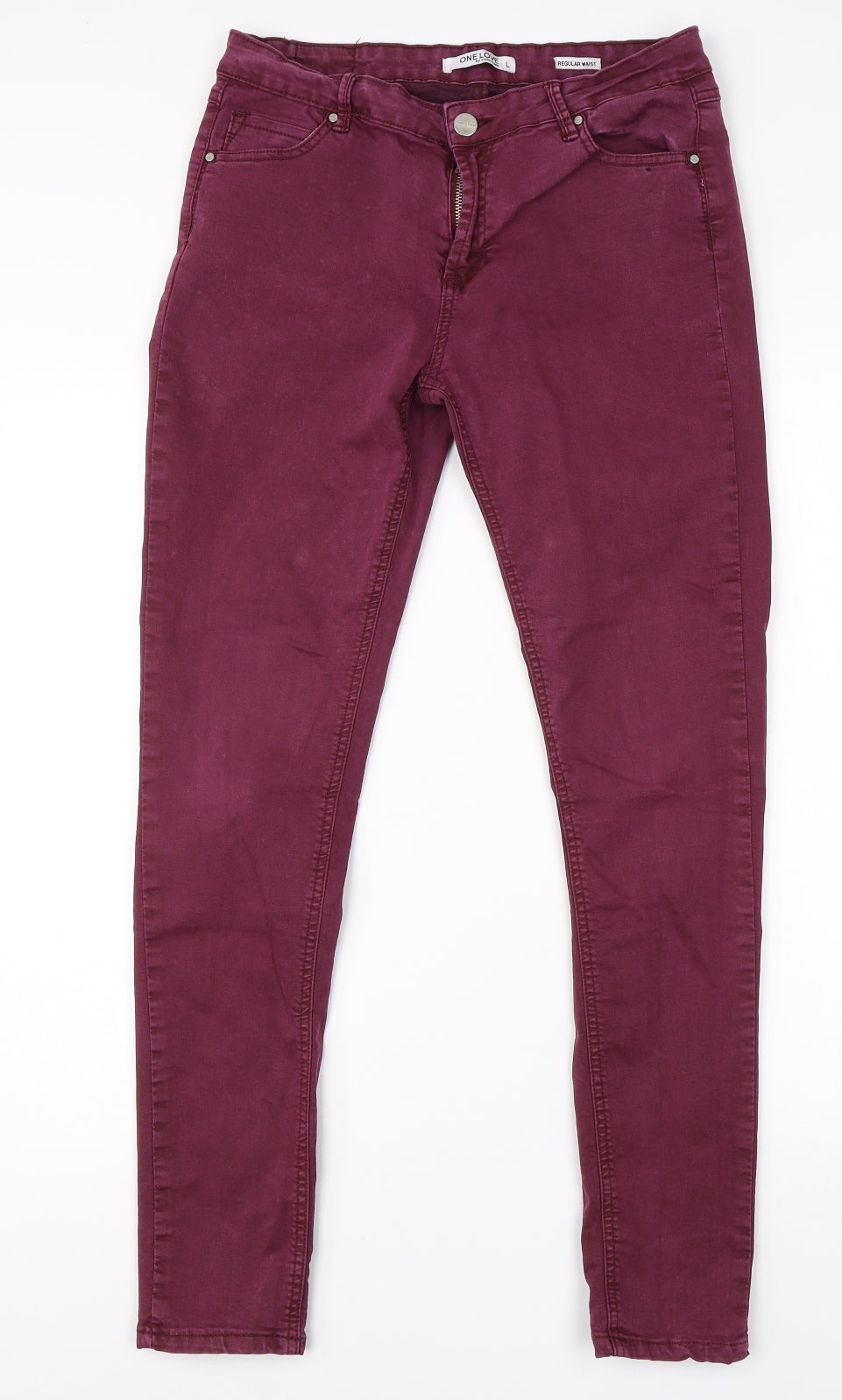 One Love Womens Purple  Cotton Skinny Jeans Size L L28 in Regular