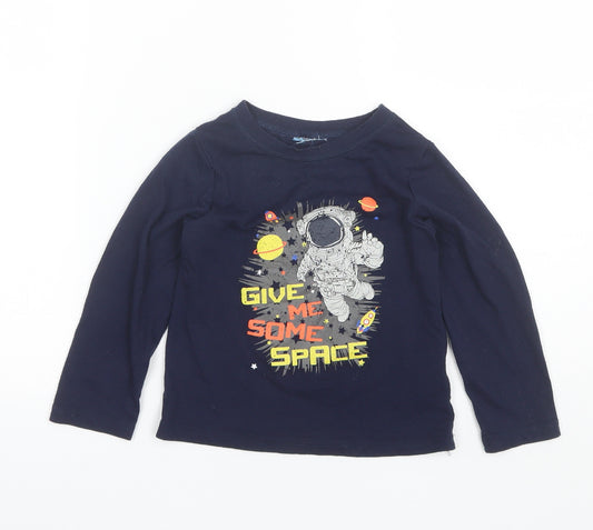 Hullabaloo Boys Blue Solid Polyester  Pyjama Top Size 5-6 Years   - Space