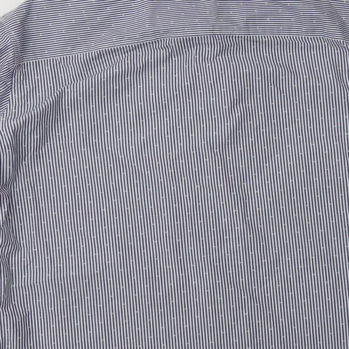 JACK & JONES Mens Blue Striped Cotton  Dress Shirt Size XL Collared