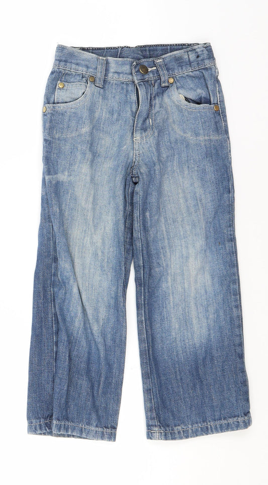 Denim & Co. Boys Blue  Cotton Straight Jeans Size 5-6 Years  Regular  - Skull and Bones