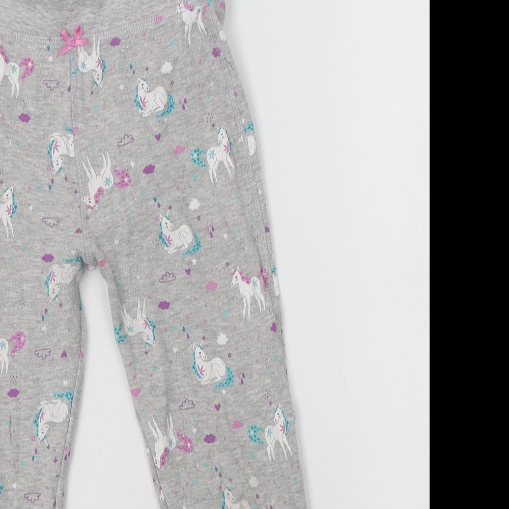 Lily & Dan Girls Grey Geometric Cotton  Pyjama Pants Size 7-8 Years   - Unicorn Print