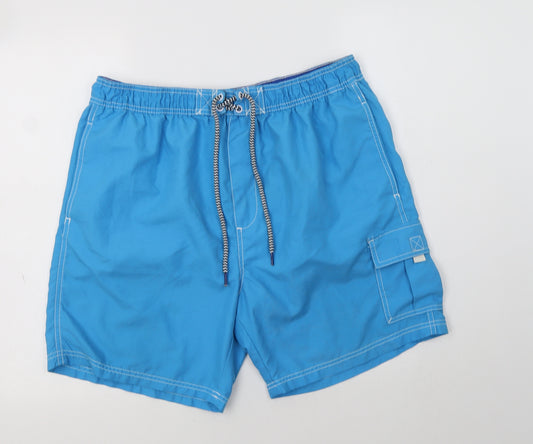 Matalan Mens Blue  Polyester Cargo Shorts Size L L7 in Regular