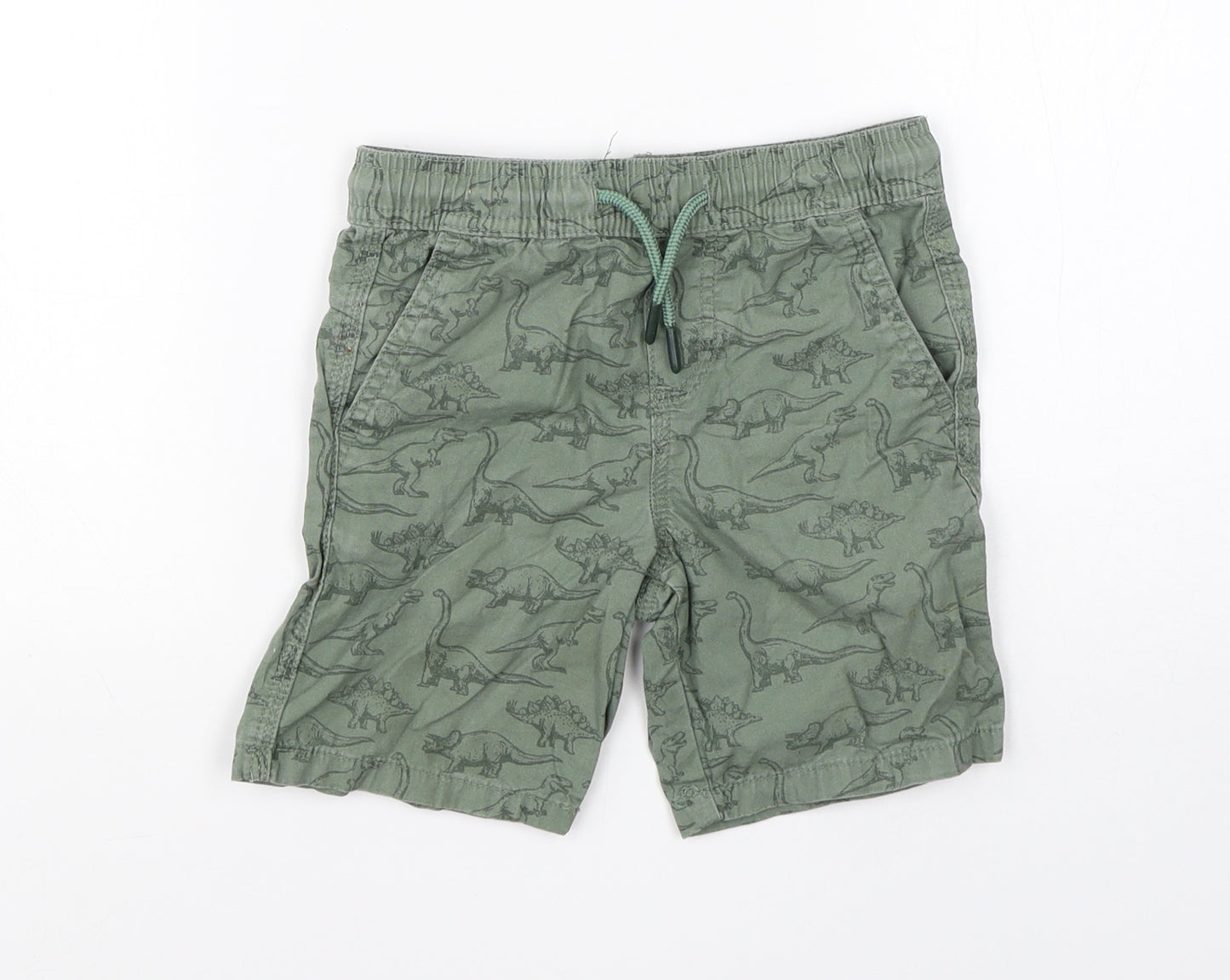 Primark Boys Green  Cotton Cargo Shorts Size 4-5 Years  Regular  - dinosaurs