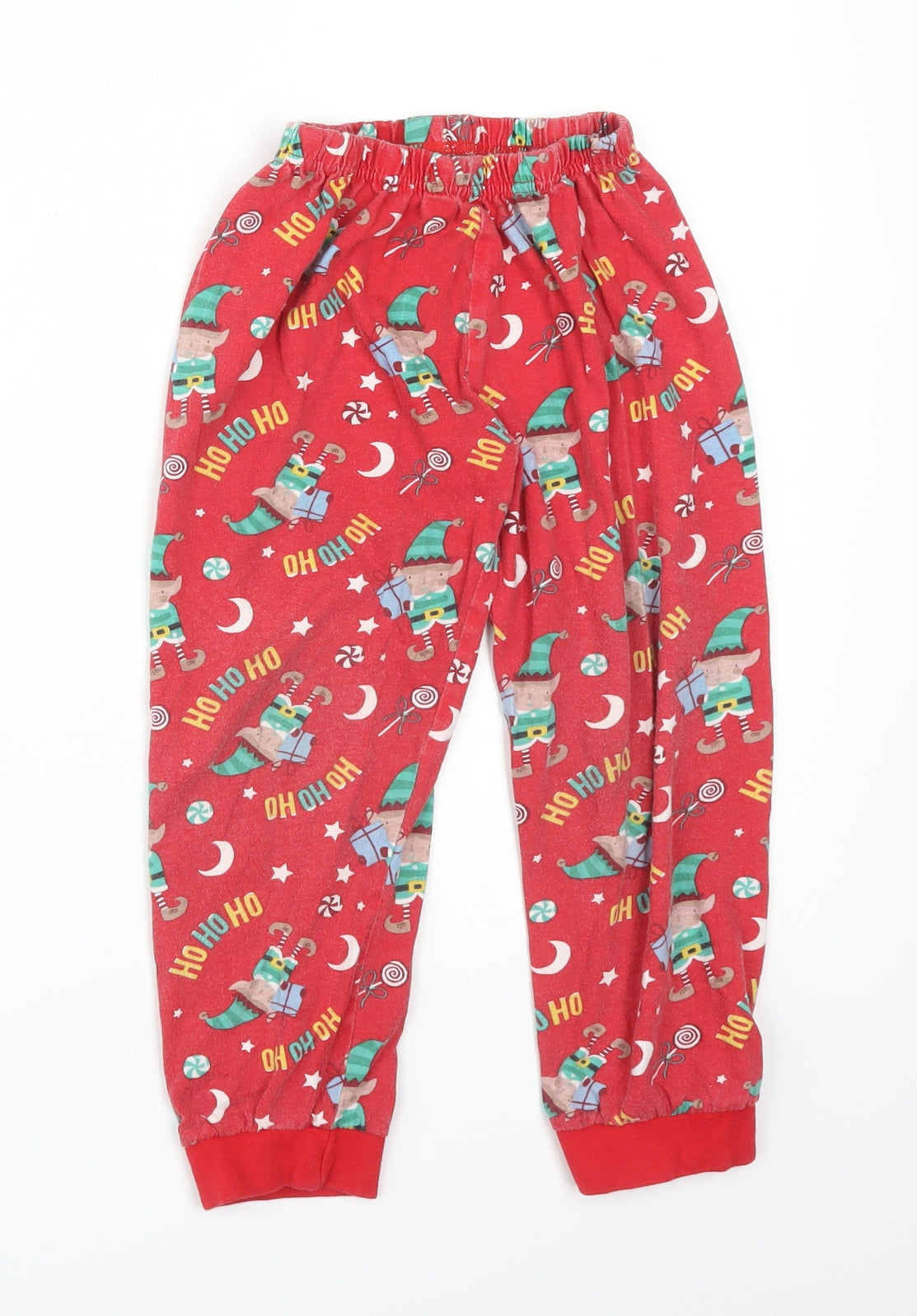 Made By Elves Boys Red Solid Cotton  Pyjama Pants Size 5-6 Years   - CHRISTMAS ELVES