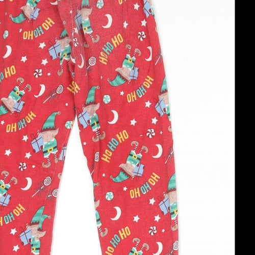Made By Elves Boys Red Solid Cotton  Pyjama Pants Size 5-6 Years   - CHRISTMAS ELVES