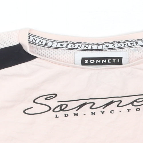 Sonneti Girls Pink  Cotton Cropped T-Shirt Size 8-9 Years Crew Neck