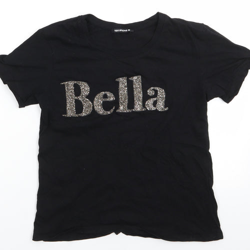 Terranova Womens Black   Basic T-Shirt Size XS Round Neck - Bella in Beads
