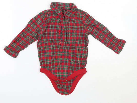 TU Baby Multicoloured Check 100% Cotton Babygrow One-Piece Size 9-12 Months