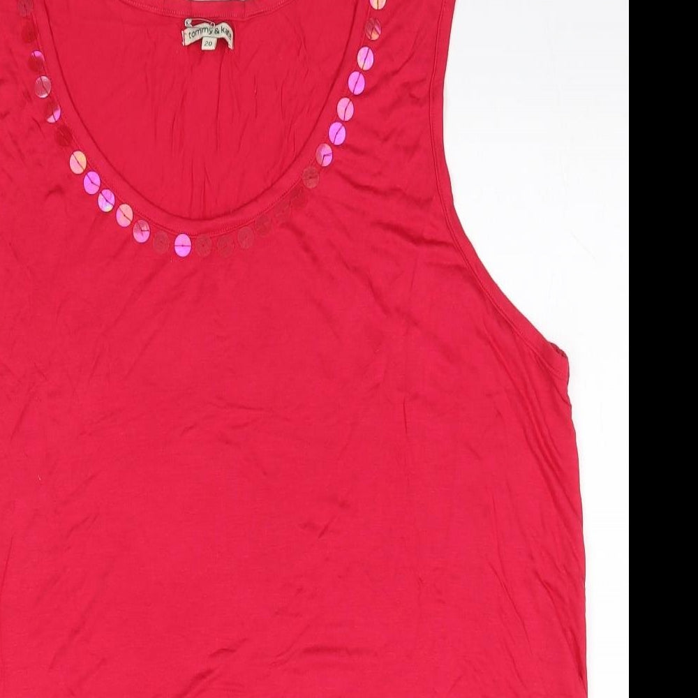 Tommy & Kate Womens Pink  Viscose Basic Blouse Size 20 Round Neck