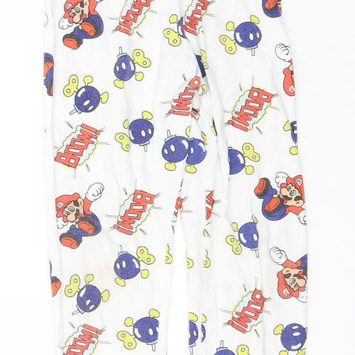 Mario Girls White Geometric Cotton  Pyjama Pants Size 8-9 Years