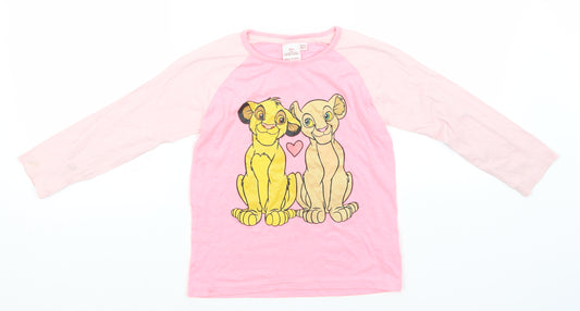 Disney Girls Pink Solid Polyester Top Pyjama Top Size 6-7 Years   - Lion King