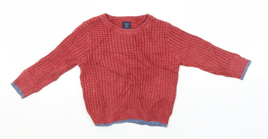 Gap Boys Red Round Neck  Cotton Pullover Jumper Size 2 Years