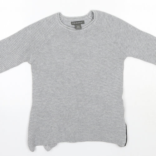 Primark Boys Grey Round Neck  100% Cotton Pullover Jumper Size 5-6 Years