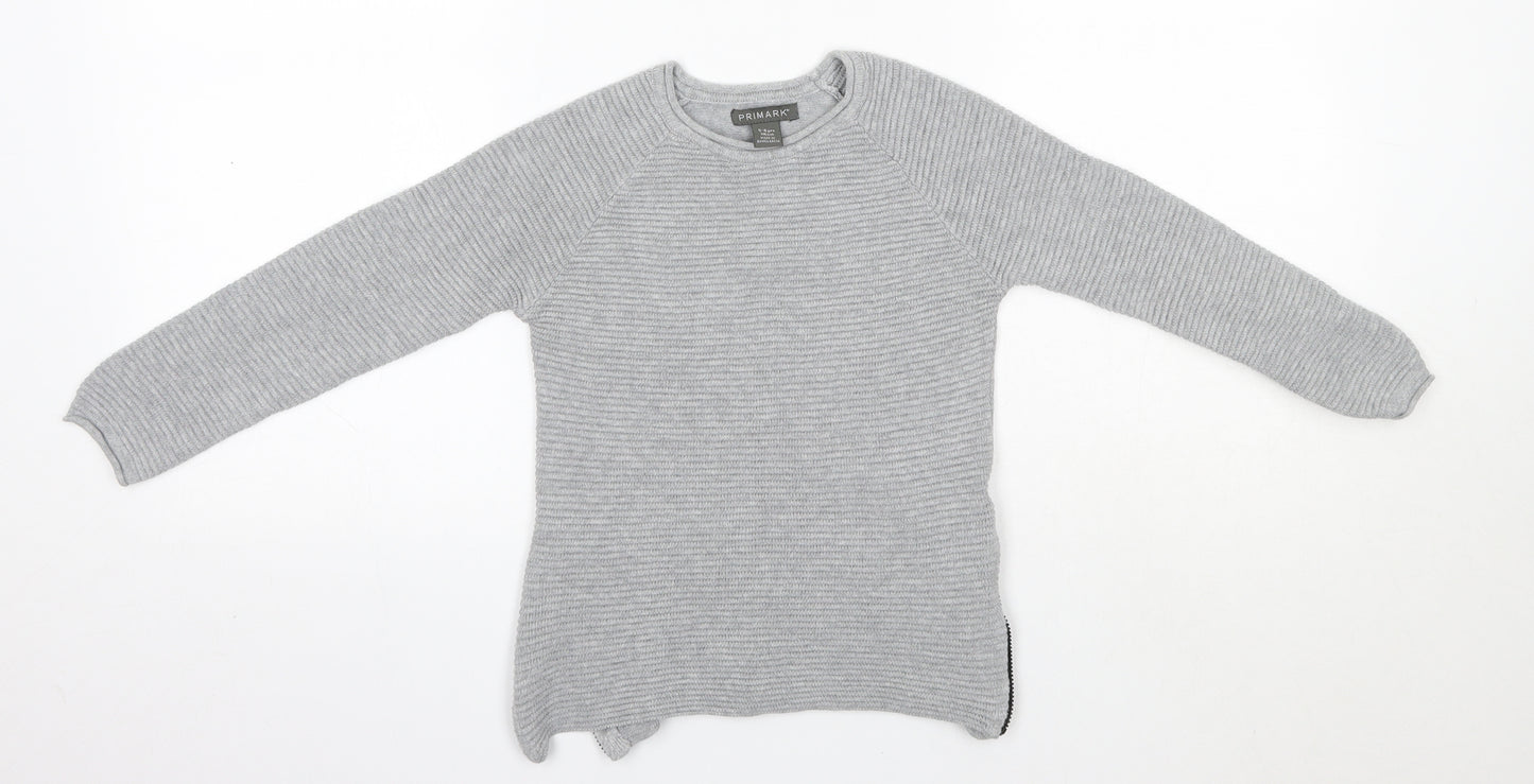 Primark Boys Grey Round Neck  100% Cotton Pullover Jumper Size 5-6 Years