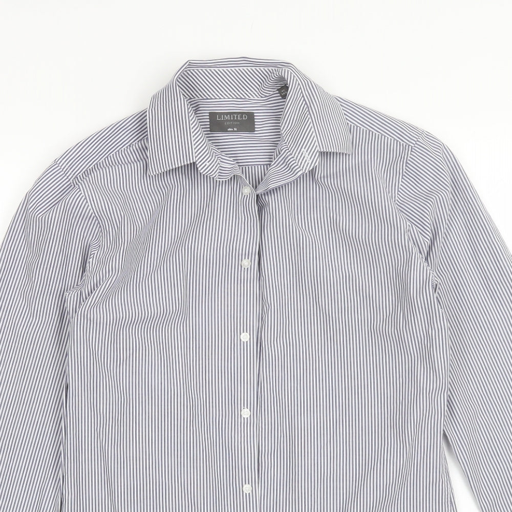 Marks and Spencer Mens Blue Striped Cotton  Dress Shirt Size 14.5 Collared