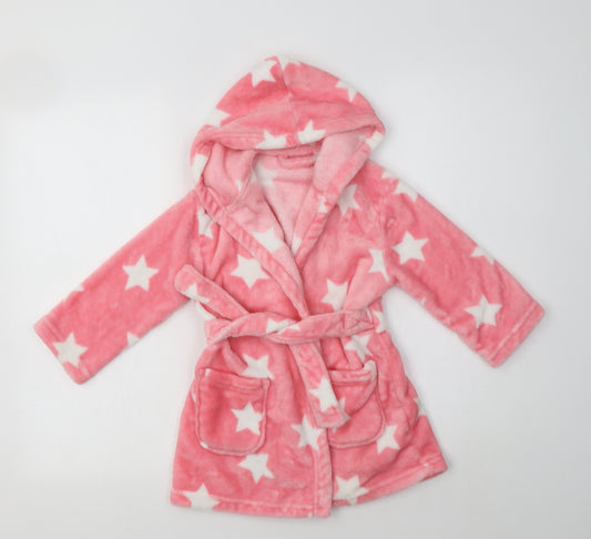 George Girls Pink Geometric Polyester Kimono Robe Size 2-3 Years   - Star Print