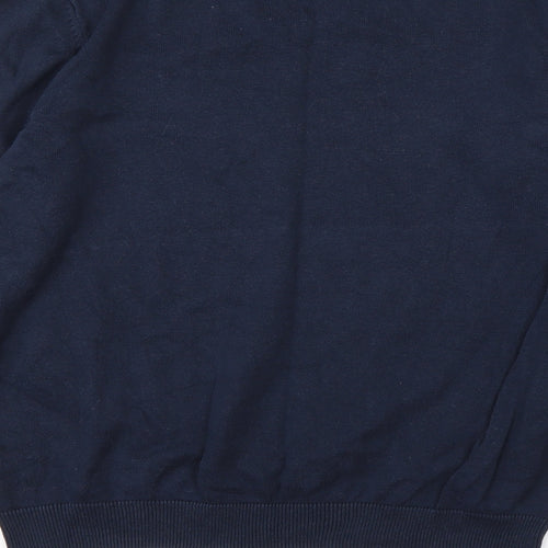 M&S Boys Blue V-Neck  Cotton Pullover Jumper Size 12-13 Years