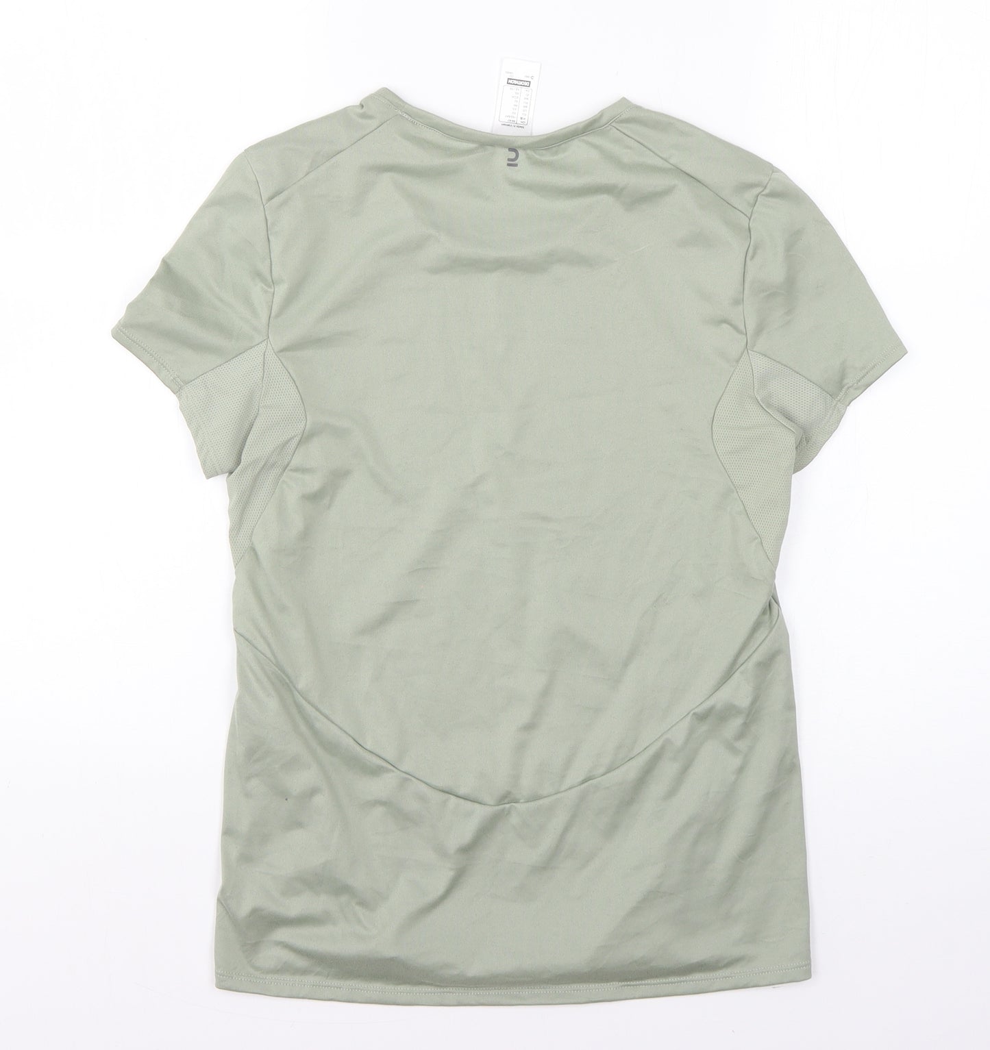 Decathalon Womens Green  Polyester Basic T-Shirt Size XS Round Neck