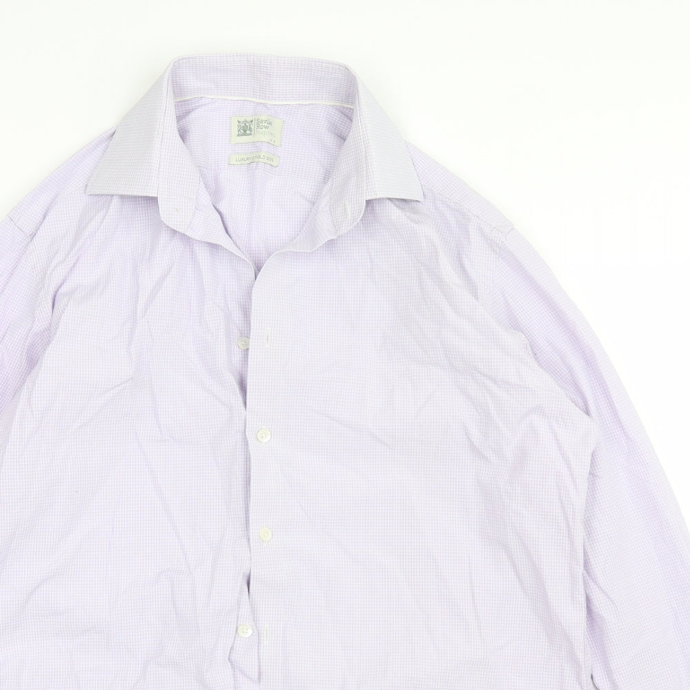 Marks and Spencer Mens Purple Plaid Cotton  Dress Shirt Size 16 Collared