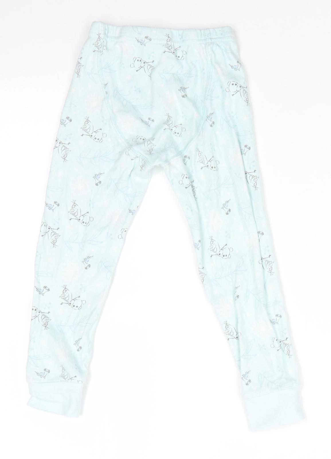 Frozen at George Girls Green Floral   Pyjama Pants Size 3-4 Years   - Mint green Olaf with leaf print