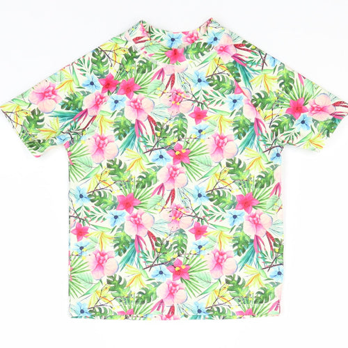 Minoti Girls Green Floral Polyester Basic T-Shirt Size 4-5 Years Round Neck