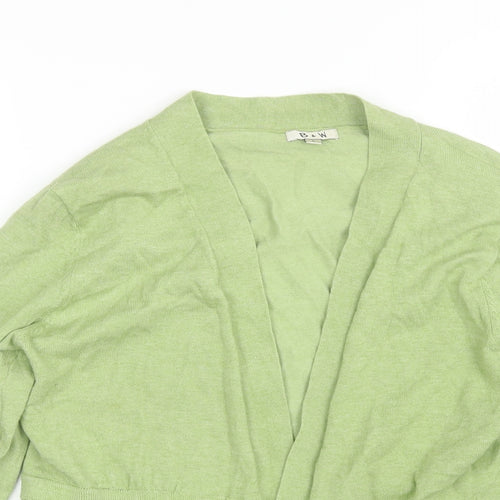 B&W Womens Green V-Neck  Acrylic Cardigan Jumper Size L