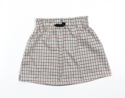 Primark Girls Ivory Check Polyester A-Line Skirt Size 3 Years  Regular  - Beige Black Pink check