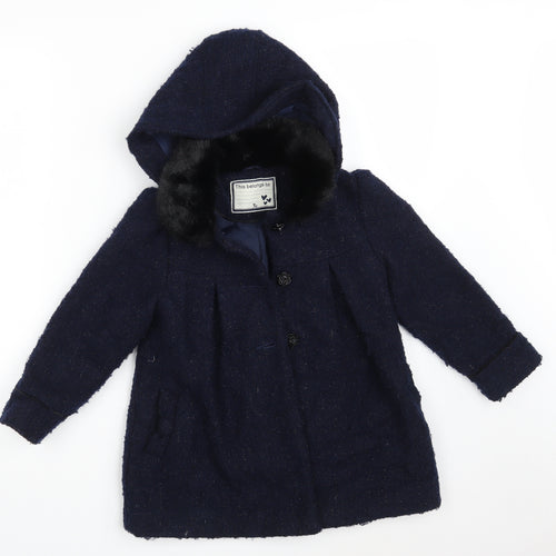 TU Girls Blue   Overcoat Coat Size 4-5 Years  Button