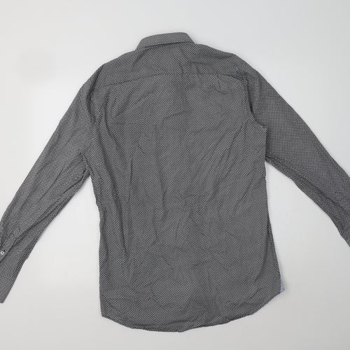 Tresanti Mens Black Geometric Cotton  Dress Shirt Size 15.5 Collared