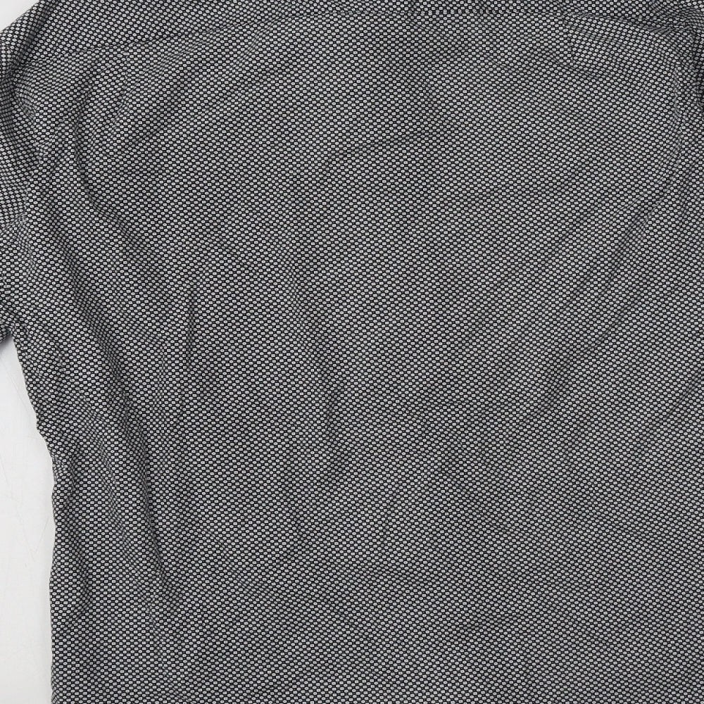 Tresanti Mens Black Geometric Cotton  Dress Shirt Size 15.5 Collared