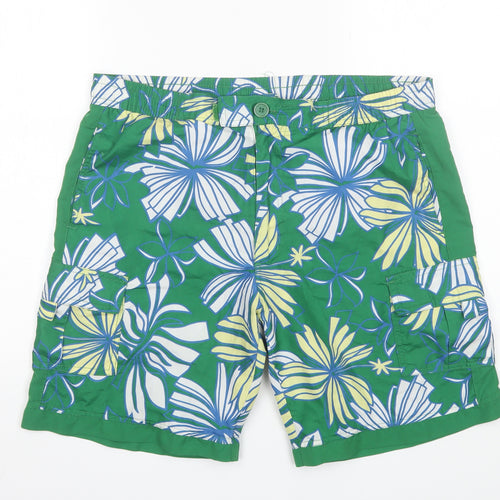 Freeplayer Mens Green Floral Polyester Bermuda Shorts Size M L8 in Regular