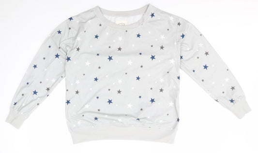 Avenue Womens Grey Geometric Polyester Top Pyjama Top Size M   - Stars