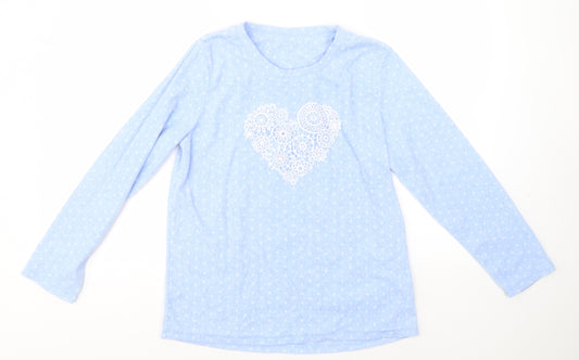 Primark Womens Blue Solid Polyester Top Pyjama Top Size 10   - Hearts